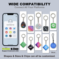 Gantungan Kunci Media Sosial NFC Satu Sentuhan untuk Berbagi Profil TikTok/Instagram/WhatsApp, Epoxy Tahan Air, Berfungsi dengan IOS & Android