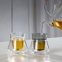 Gobelet à café réutilisable à double paroi isolé en verre borosilicate de haute qualité avec logo personnalisé, transparent, résistant à la chaleur et au froid, capacité de 100 ml