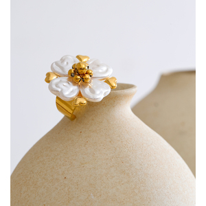 Jinyou 1822 thiết kế mới mô phỏng Baroque ngọc trai hình trái tim Vòng mạ vàng thép không gỉ mở Chunky Vòng - Product Image 5