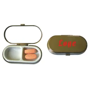 Estuche de Medicina de metal portátil Mini pastillero diario de 3 compartimentos con espejo pequeño