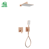 Mitigeur de douche thermostatique encastré chaud/froid en laiton avec cartouche céramique, finition or rose, pour salle de bain, avec kit de montage