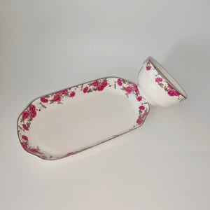 Juego de vajilla de cerámica con diseño hermoso y elegante con calcomanías con estilo-Platos Cuencos Bandeja para servir para cenar, acampar y regalar - Product Image 3