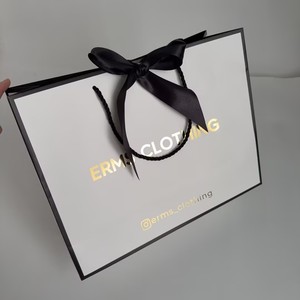 Custom Logo High Hardness Matte White Gift Shopping Handbag Multi Sizes Fashion Brand Gift <b>Paper</b> Bags with Black Twisted Handle - Product Image 2