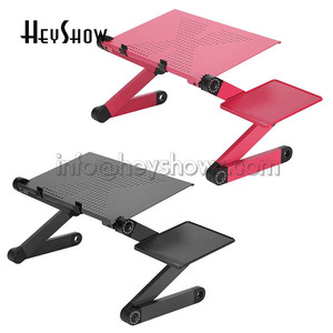 Support pliable en aluminium pour ordinateur <span class=keywords><strong>Portable</strong></span>, pour lit, bureau, présentoir avec tapis de souris, grand <span class=keywords><strong>ventilateur</strong></span>, disponible en noir et en rose - Product Image 6