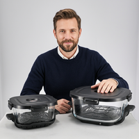 Friteuse à air portable 1600W, carrée, moderne, double panier en verre, capacité 1,8-4,5L, contrôle numérique, design compact