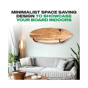 Support <span class=keywords><strong>mural</strong></span> en bois pour planches de <span class=keywords><strong>surf</strong></span>, avec crochets et rails écologiques pour l'affichage de longboards et shortboards - Product Image 6