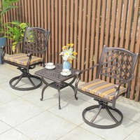 Ensemble table et chaises de style minimaliste moderne pour l'extérieur, fabriqué en Chine, pour patios, balcons, jardins, terrasses, chaise pivotante en aluminium moulé