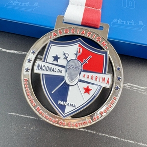 Изготовленный на заказ логотип позолоченный Литой 3d марафонские медали в тяжелой атлетике с тканой лентой - Product Image 3