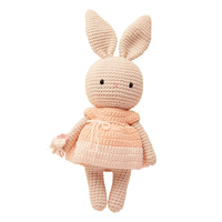 Usine En Gros Rose Fleur Fille Tricoté Crochet Poupée Lapin De Pâques Lapin En Peluche Animal En Peluche Jouet En Polyester PP Coton