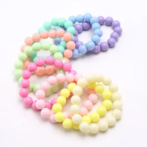 9 colors Hot selling solid color pearl children beaded bracelet jewelry 2024 ABS custom bangle bracelet