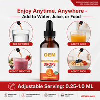 Complément alimentaire liquide multivitaminé naturel à marque privée, végétalien, sans OGM, pour la mémoire, le sommeil et le soutien immunitaire, 2 fl oz pour adultes