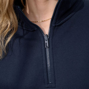 เสื้อฮู้ดดี้ผ้าเทอร์รี่หนานุ่มคุณภาพสูงทรงโอเวอร์ไซส์สำหรับผู้หญิง สไตล์สตรีทแฟชั่น ปักลายได้ตามต้องการ แบบซิปครึ่งตัว - Product Image 3