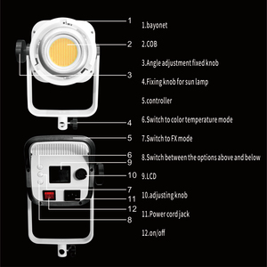 Профессиональный студийный светильник COB LED 500 Вт с дневной световой интенсивностью, для видеосъемки и фотосъемки, с металлическим корпусом. - Product Image 3