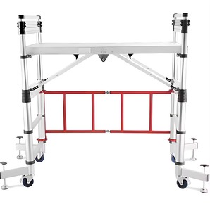 Échafaudage télescopique de 3 m avec une capacité de 150 kg, design moderne, plateforme mobile en hauteur et échelle en alliage d'aluminium - Product Image 4