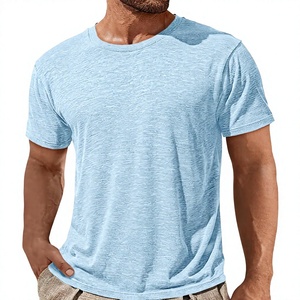 T-shirt décontracté en coton pour homme, col rond, manches courtes, coupe classique, respirant, en jersey doux, vêtement vierge personnalisable, vente en gros - Product Image 1
