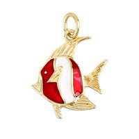Pendentif unisexe Summer Love 2025 DIY, breloque en cuivre motif cœur et poisson tropical, accessoires de mode pour colliers et bracelets dorés, vente en gros