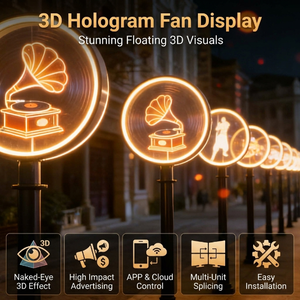 <span class=keywords><strong>Ventilateur</strong></span> publicitaire holographique 3D étanche avec Bluetooth, <span class=keywords><strong>ventilateur</strong></span> LED holographique avec résolution HD, lumière de paysage personnalisable - Product Image 1