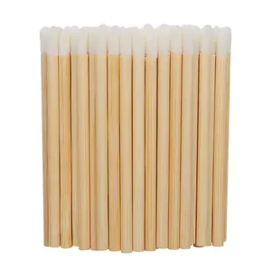 Eco Friendly Bamboo Stick Disposable Lip Wands Applicator For Makeup Lipstick