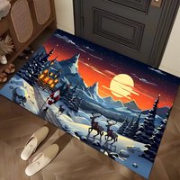 Paillasson à motif géométrique, tapis de Noël, paillasson d'entrée et paillasson de bienvenue fabriqué à la machine, décoration de vacances pour la maison et l'hôtel