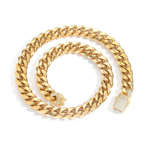 Hip Hop Stainless Steel 3D Cuban Link <b>Chain</b> with Zirconia Buckle <b>Titanium</b> Steel Necklace & Bracelet - Product Image 4