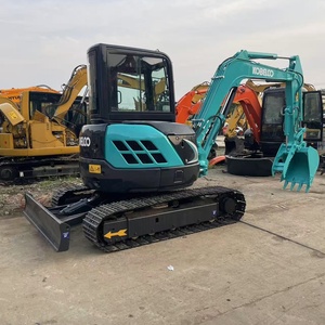 Mini-excavatrice Kobelco sk50, bras bleu turquoise, cabine noire, équipement de construction d'occasion - Product Image 3