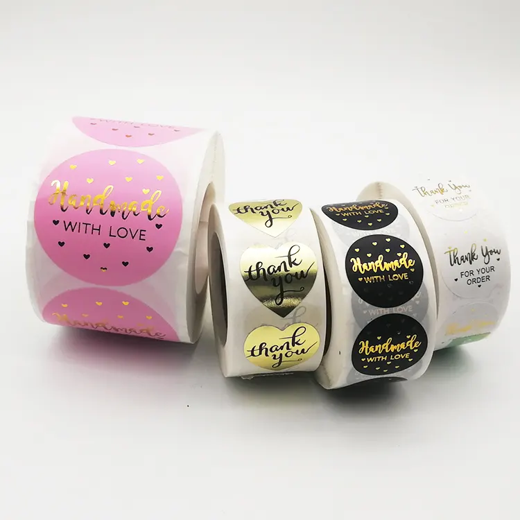 Etiquetas adhesivas personalizadas para caja de regalo, etiquetas de logotipo de lámina dorada de alta calidad de fábrica china