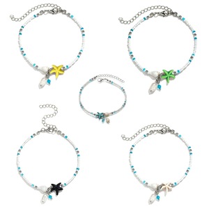 <span class=keywords><strong>Tobillera</strong></span> Bohemia Colorida Elástica de Verano para Playa y <span class=keywords><strong>Surf</strong></span> con Cuentas de Semillas, Estrellas de Mar, Perlas y Conchas, Ajustable, Joyería para Mujer - Product Image 5