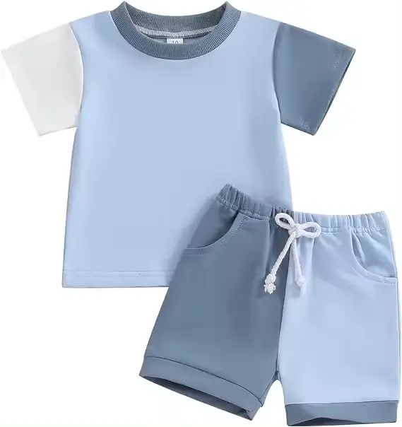 Camiseta casual unissex para crianças, calças unissex para meninos e meninas, conjunto de 2 peças