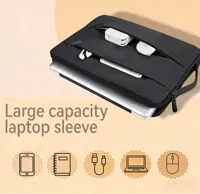 Housse pour ordinateur portable durable et portable de 13/14/15,6 pouces, résistante aux chocs, imperméable, en polyester, avec sangles noires
