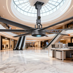 ราคาโรงงาน พัดลมเพดานอุตสาหกรรม Topfans 4.3ม./14ฟุต HVLS ใบพัดอลูมิเนียมอัลลอย 5 ใบ มอเตอร์ PMSM ควบคุมแบบสัมผัส รับประกันการระบายอากาศ 3 ปี - Product Image 1