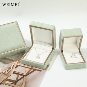 WEIMEI Luxurious Pink Blue Green Velvet Light Modern Simple Style Custom Logo Recyclable Jewelry Pouches <b>Gift</b> Packing <b>Box</b> - Product Image 5