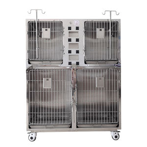 Attrezzatura veterinaria per animali domestici in acciaio inox e cartone di legno gabbie per cani di piccola dimensione ICUs per animali domestici in argento e metallo - Product Image 1