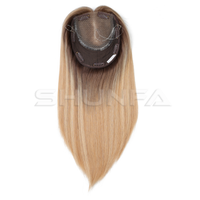 Topper en dentelle casher avec pinces à cheveux, 100% cheveux humains, 12-18 pouces, couleur blonde