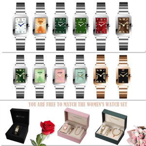 นาฬิกาข้อมือผู้หญิงแฟชั่น OEM สแตนเลสสตีลสีชมพู ดีไซน์คริสต์มาส โลโก้สั่งทำได้ หน้าปัดทรงเหลี่ยม ควอตซ์ กันน้ำ นาฬิกาธุรกิจสำหรับผู้หญิง - Product Image 2