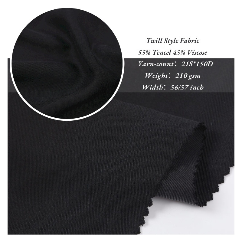 Multi-color Optional 210GSM tencel viscose twill fabric woven 21S*150D tencel rayon fabric for Garments