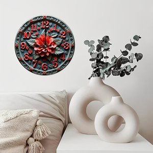 Round Wooden Wall <b>Clock</b> 25Cm Antique Decor Silent Non Ticking For Home Living Room Villa Decor - Product Image 2
