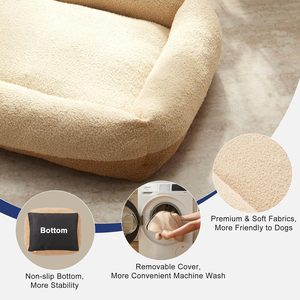 Cama Moderna para Perros de Diseño Nuevo, Cama de Lujo para Mascotas de Tela de Lana Bouclé con Asa de PU - Product Image 4