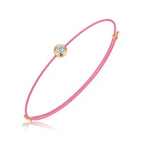 Pulsera de Cuerda con Moissanita Redonda VVS1, Joyería de Lujo para Chicas, Pulsera con Dije de Moissanita en Cuerda Rosa y Roja, Precio al por Mayor