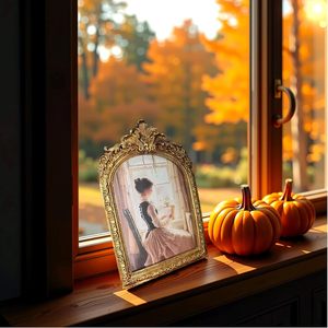 Retro European Golden <b>Arched</b> Resin Eco-Friendly Photo <b>Frame</b> with HD Glass for Table Top Display and Wall Hanging Home Decor - Product Image 4