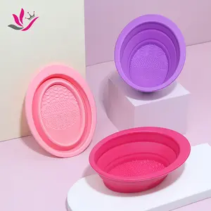 Reusable Makeup Brush Cleaning Pad Mat Foldable Cosmetics Cleaning Tool Silicone Makeup Brush Cleaner Mat