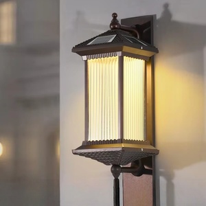 Lampes murales solaires en aluminium, super lumineuses, étanches, pour l'extérieur, porte d'entrée, villa, balcon, nouveau style chinois rétro - Product Image 5