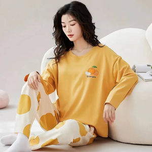 Ensembles de vêtements de nuit Pyjamas Femme Printemps et Automne Tenue à manches longues célèbre sur Internet Vêtements de maison Pyjamas deux pièces - Product Image 1