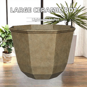 Grand pot de fleurs moderne en résine de style rustique pour plantes d'intérieur, grande jardinière en poterie pour bonsaï, idéal pour les centres commerciaux - Product Image 2