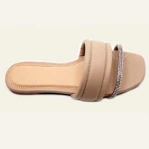 2025 estate nuove scarpe Casual da donna Diamond flat Beach pantofole da donna molto semplici in puro colore con suola morbida - Product Image 4