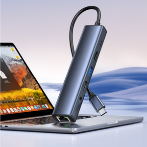 Hub <span class=keywords><strong>USB</strong></span> de <span class=keywords><strong>10</strong></span> Puertos con Base Multipuerto <span class=keywords><strong>USB</strong></span> 3.0 Tipo-C para Conector de Audio de 2.0 y 3.5 mm, Sin Necesidad de Enchufe, Aleación de Aluminio, en Stock - Product Image 2