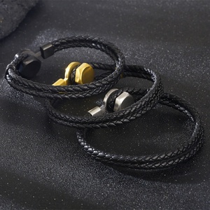 2024 New Design Wholesale Custom Stainless Steel Engraving Braided Leather Bracelet <b>for</b> <b>Men</b> Women - Product Image 2