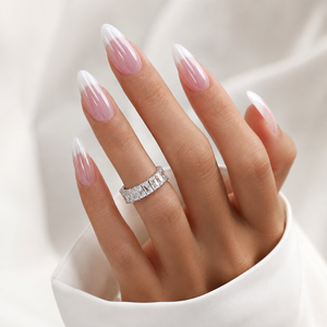 Miss Gel - Paquete de 32 <span class=keywords><strong>Uñas</strong></span> Postizas Ombre Baby Boomer, Largas, Almendradas, Degradado <span class=keywords><strong>Rosa</strong></span> y Blanco, <span class=keywords><strong>Uñas</strong></span> Adhesivas para Novia, Venta al por Mayor - Product Image 2