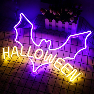 Lumière néon LED décorative en forme de chauve-souris pour Halloween, couleur violet jaune, éclairage de fête, montage étanche IP65 - Product Image 1