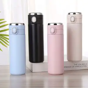 Layar LED Botol Air Pintar Jam Lurus, Layar Temperatur LED Menunjukkan Botol Air Pintar Kunci Kreatif Siswa