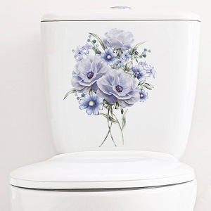 Autocollant mural de <span class=keywords><strong>toilette</strong></span> fleur violette, <span class=keywords><strong>papier</strong></span> <span class=keywords><strong>peint</strong></span> de décoration de baignoire de salle de bain, autocollant en PVC auto-adhésif - Product Image 3